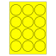 63 mm rondes 100 feuilles p.boîte JAUNE FLUO